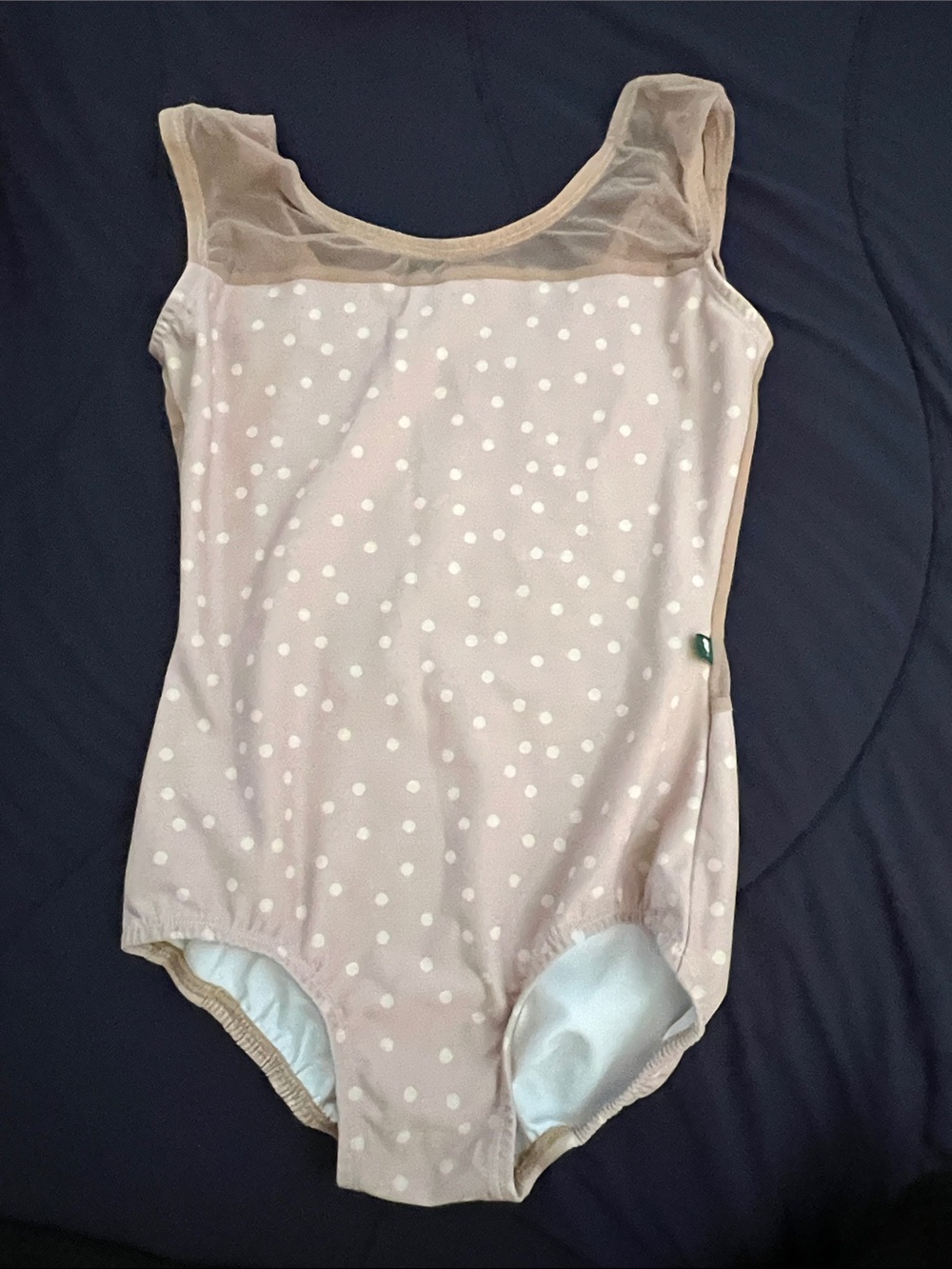 Luckyleo blush Polka Dot Leotard with Mesh Yoke